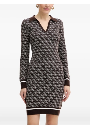 GUESS USA patterned V-neck mini dress - Brown