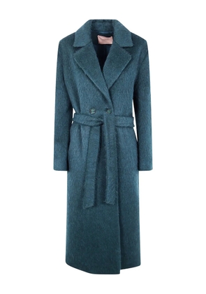 TWINSET belted double-breasted coat - Green