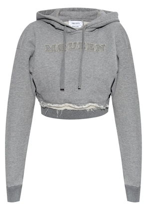 Alexander McQueen logo-embroidered hoodie - Grey