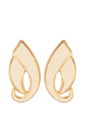 D'Orlan Vintage enamel leaf earrings - Gold