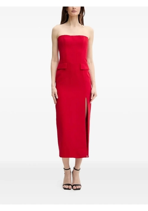 Bardot strapless midi dress - Red