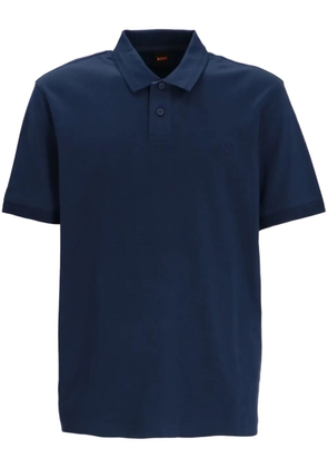 BOSS logo-embroidered cotton polo shirt - Blue