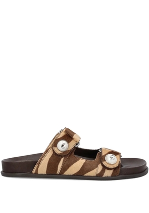 Jimmy Choo zebra-print button-detail sandals - Brown