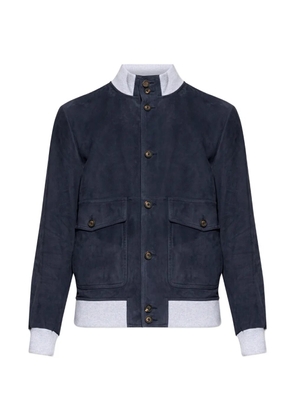 Eleventy pocket button leather jacket - Blue