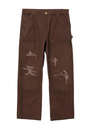 KAMIYA distressed patch-pocket trousers - Brown