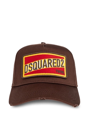 DSQUARED2 distressed logo-patch baseball cap - Brown