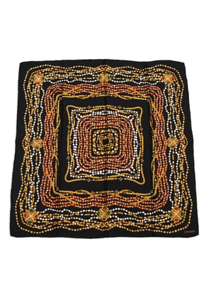 CHANEL Pre-Owned 1990-2000s pearl chain-print silk scarf - Black