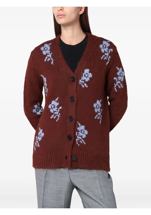 Jil Sander floral-print cardigan - Brown