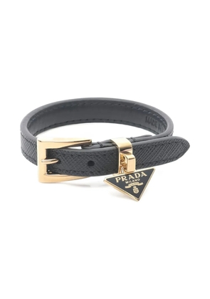 Prada Pre-Owned 2020s Triangle-logo bracelet - Black