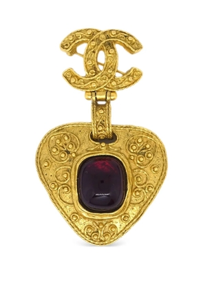 CHANEL Pre-Owned 1994 Heart Gripoix brooch - Gold