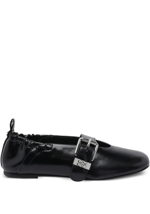 GANNI Sue buckle-detail ballet flats - Black