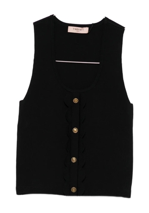 TWINSET scalloped-detail ribbed top - Black