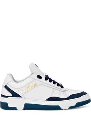 Philipp Plein logo-debossed leather sneakers - White