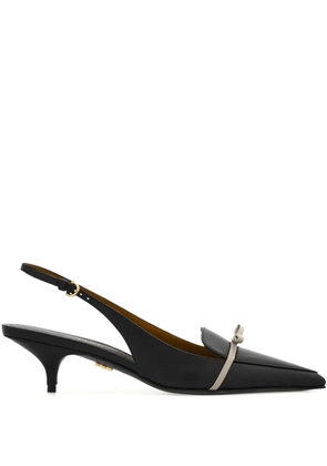 Ferragamo 40mm pointed bow-detail slingback pumps - Black