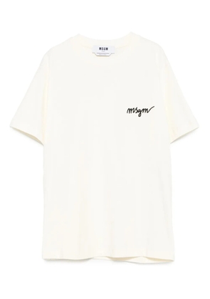 MSGM logo-embroidered cotton T-shirt - Neutrals