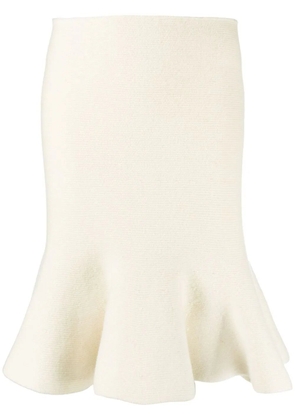 Jil Sander fluted cashmere-blend wool skirt - Neutrals
