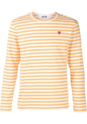 Comme Des Garçons Play heart logo striped T-shirt - Yellow