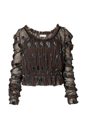 Tory Burch ruched velvet top - Brown