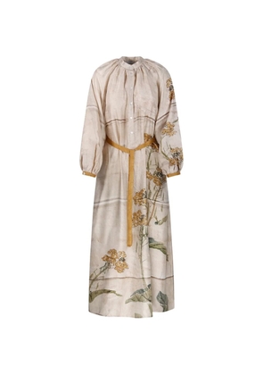 Pierre-Louis Mascia floral-print belted midi dress - Neutrals