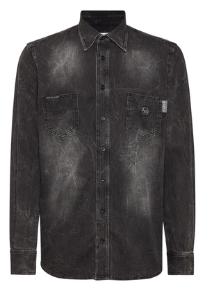 Philipp Plein Skull & Bones denim shirt - Grey