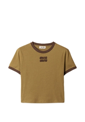 Miu Miu embroidered logo T-shirt - Green