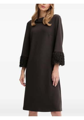 Joseph Ribkoff cowl-neck fringed midi dress - Brown