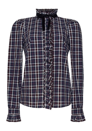 Cara Cara Pia tartan ruffled shirt - Blue