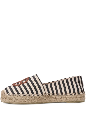 ANINE BING striped logo flat espadrilles - White