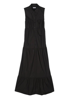 Patrizia Pepe tiered poplin maxi shirtdress - Black