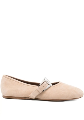 Paris Texas buckle-strap suede flats - Neutrals