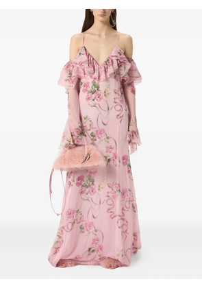 Blumarine floral-printed ruffled gown - Pink