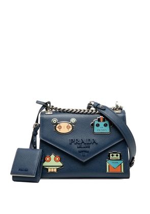 Prada Pre-Owned 2013-2025 Saffiano Cuir Monochrome Robot Patches Envelope Chain Flap crossbody bag - Blue