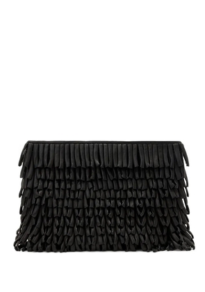 AllSaints Bettina leather fringe clutch - Black