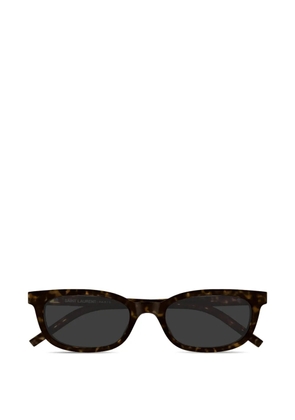 Saint Laurent Eyewear rectangle-frame logo-plaque sunglasses - Brown