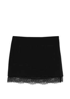 Patrizia Pepe lace-hem mini skirt - Black