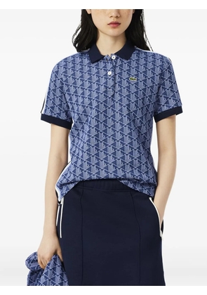 Lacoste monogram-jacquard polo shirt - Blue