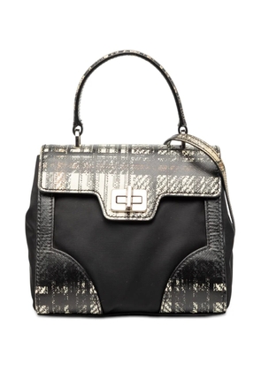 Prada Pre-Owned 2010-2025 Tartan Saffiano Trimmed Tessuto satchel - Black