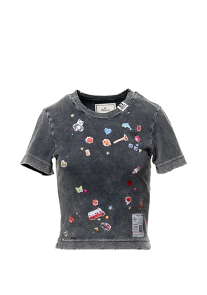 Maison MIHARA YASUHIRO kids sticker-print bleached T-shirt - Grey