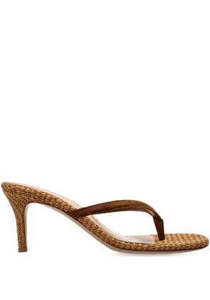 Gianvito Rossi suede woven heeled heeled mules - Brown
