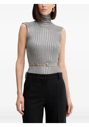 SIMONA CORSELLINI turtleneck ribbed top - Grey