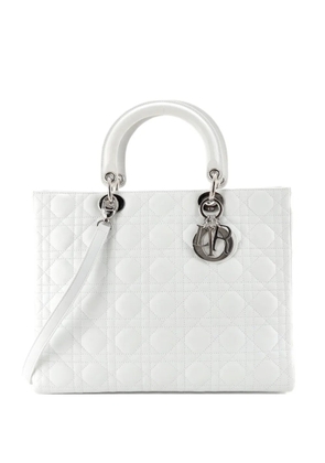 Christian Dior Pre-Owned Vintage Lady Dior Bag Cannage Quilt Lambskin Large satchel - White