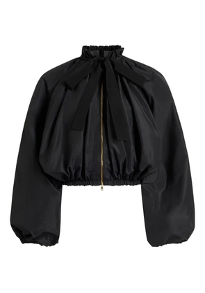 Patou bow-detailed balloon-sleeve bomber jacket - Black