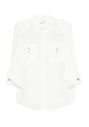 Elisabetta Franchi pocket-detail three-quarter sleeve shirt - White