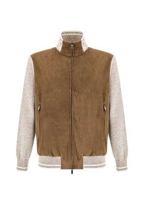 Paul & Shark Aqualeather-panel bomber jacket - Brown