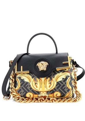 Versace Pre-Owned x Fendi Fendace La Medusa Top Handle Bag Printed Laminated Leather with Leather Medium satchel - Black