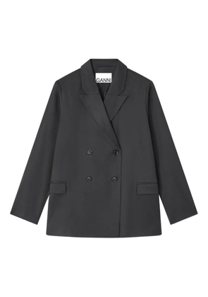 GANNI Calendered double-breasted blazer - Grey