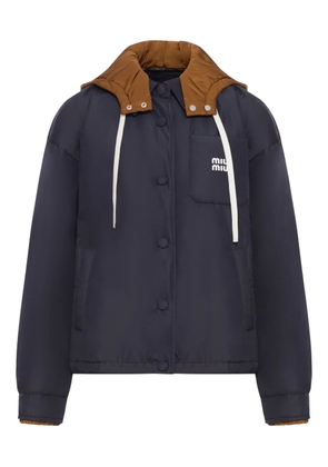 Miu Miu logo-print hooded jacket - Blue