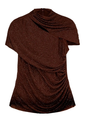 Self-Portrait embellished draped top - Brown