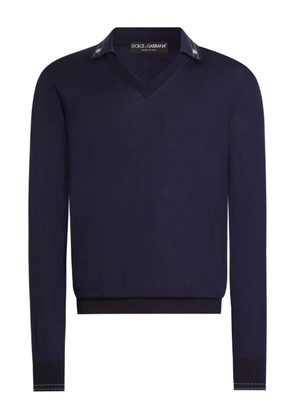 Dolce & Gabbana V-neck logo-embroidered top - Blue