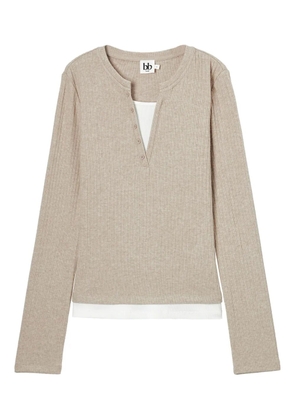 b+ab buttoned ribbed top - Neutrals